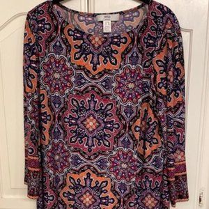 Paisley Style Dress with Long Sleeves